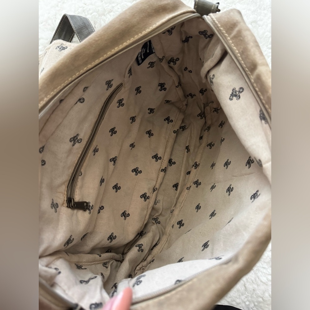 Vintage Brown Canvas Satchel with Artistic Design - Picture 3 of 12